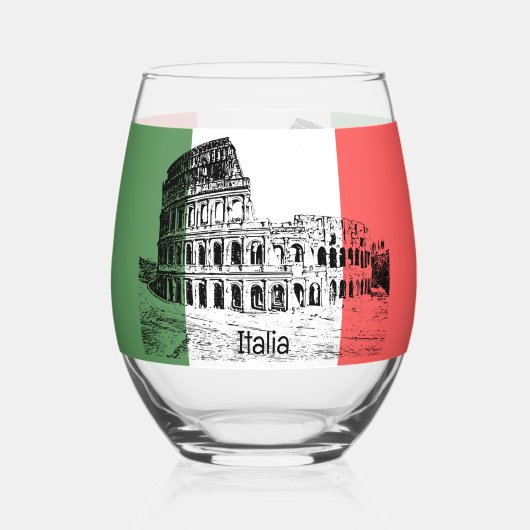 Colosseum Rome Italië Design Wijnglas Zonder Voet (Voorkant)