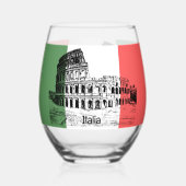 Colosseum Rome Italië Design Wijnglas Zonder Voet (Achterkant)