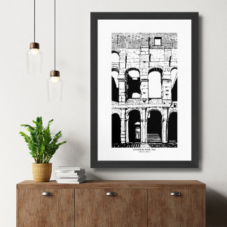 Colosseum Rome Italië Inkt Reis Schets Poster