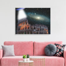 Colosseum Rome Italië ontmoet ruimte en UFO