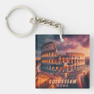 Colosseum Rome Italië Reis in Vintage Stijl Sleutelhanger