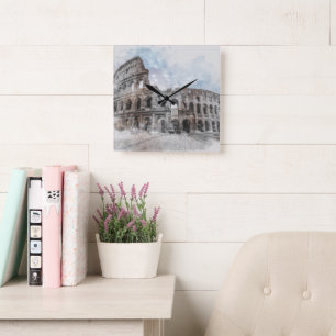 Colosseum Rome Italië Vierkante Klok