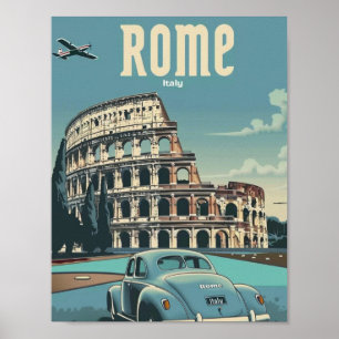 Colosseum Rome Italië Vintage Beroemde Reisplaats Poster