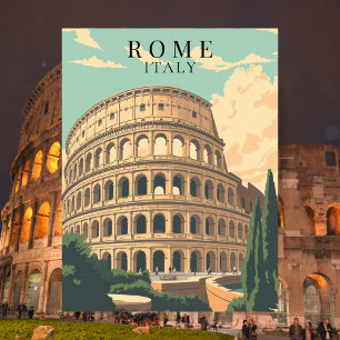 Colosseum Rome Italië Vintage Europese Landmark Briefkaart