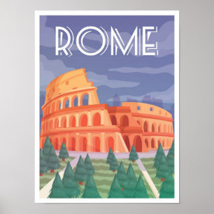 Colosseum Rome Italië Vintage reisillustratie Poster