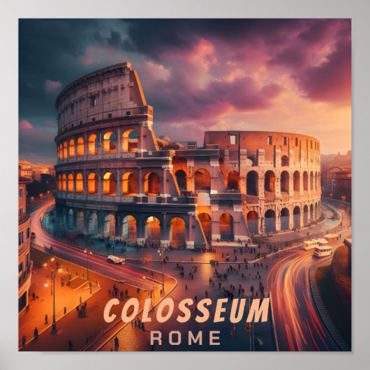 Colosseum Rome Italië Vintage reizen Poster (Voorkant)