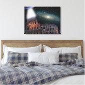 Colosseum Rome Italië voldoet aan ruimte en UFO Canvas Afdruk (Insitu (Slaapkamer))