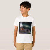 Colosseum Rome Italië voldoet aan ruimte en UFO T-shirt (Voorkant volledig)
