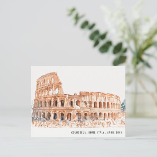 Colosseum Rome Italië Waterverf Italiaans reizen Briefkaart (Staand voorkant)