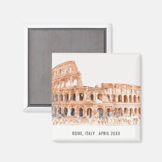 Colosseum Rome Italië Waterverf Italiaans reizen Magneet (Voorkant / Achterkant)