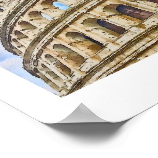 Colosseum Rome, Italië Waterverf Poster (Hoek)