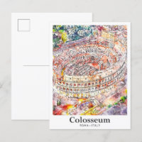 Colosseum Rome Italië Waterverf Schets Hand geteke