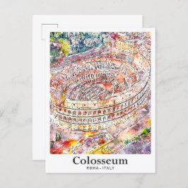 Colosseum Rome Italië Waterverf Schets Hand geteke Briefkaart