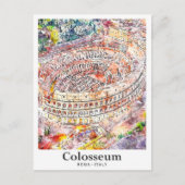 Colosseum Rome Italië Waterverf Schets Hand geteke Briefkaart (Voorkant)