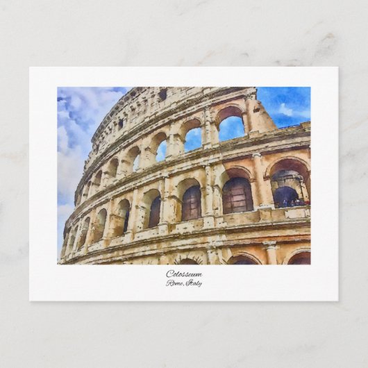 Colosseum Rome, Italië Waterverf Schilderij Briefkaart (Voorkant)