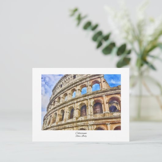 Colosseum Rome, Italië Waterverf Schilderij Briefkaart (Staand voorkant)