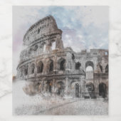 Colosseum Rome Italië Wijnlabel – Oude Italiaanse  Wijn Etiket (Enkel label)