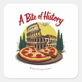  Colosseum Rome & Napolitaanse Pizzakunst Vierkante Sticker