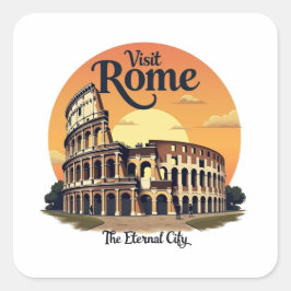 Colosseum Rome Vintage Reisontwerp Vierkante Sticker