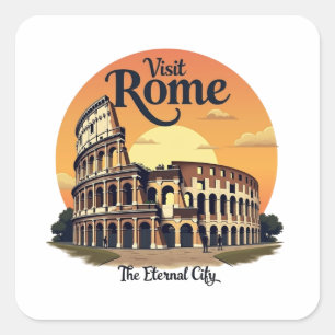 Colosseum Rome Vintage Reisontwerp Vierkante Sticker