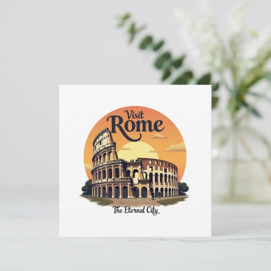 Colosseum Rome Vintage Travel Design Kaart (Staand voorkant)