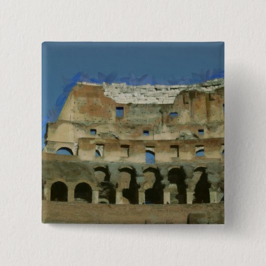Colosseum schilderij, Rome Vierkante Button 5,1 Cm (Voorkant)