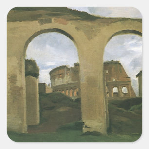 Colosseum Seen through the Arcades in Rome, Italië Vierkante Sticker