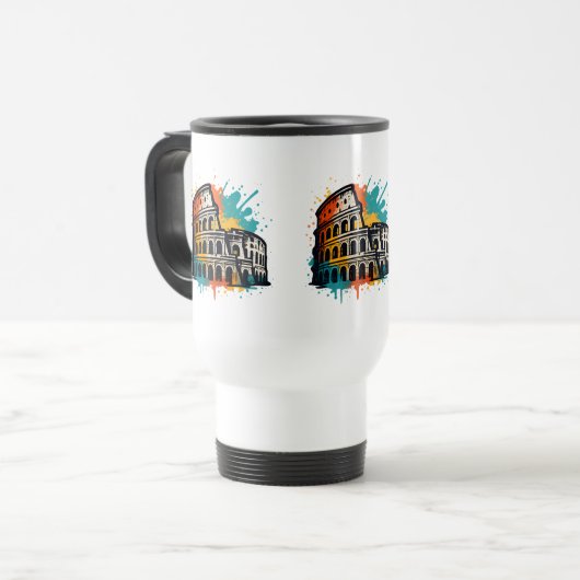 Colosseum Street Art – kleurrijk monument in Rome Reisbeker (Voorkant links)