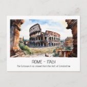 Colosseum waterverf boog Constantijn Rome curio Briefkaart (Voorkant)