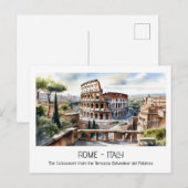 Colosseum waterverf Rome attractie Tourist Curio Briefkaart (Voorkant / Achterkant)
