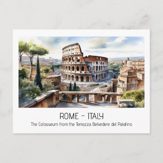 Colosseum waterverf Rome attractie Tourist Curio Briefkaart (Voorkant)