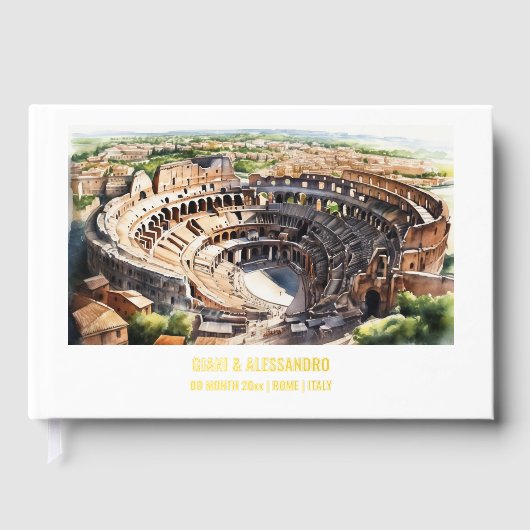 Colosseum waterverf Rome trouwbestemming DIY Gastenboek (Voorkant)