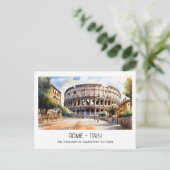 Colosseum waterverf Via Sacra Rome Tourist Briefkaart (Staand voorkant)