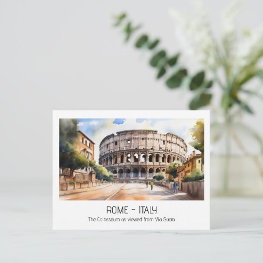 Colosseum waterverf Via Sacra Rome Tourist Briefkaart (Staand voorkant)