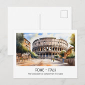 Colosseum waterverf Via Sacra Rome Tourist Briefkaart (Voorkant / Achterkant)