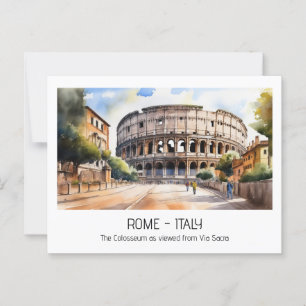 Colosseum waterverf Via Sacra Rome Tourist Briefkaart