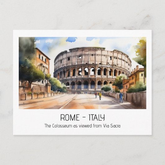 Colosseum waterverf Via Sacra Rome Tourist Briefkaart (Voorkant)