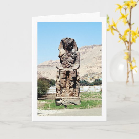 Colossi van Memnon-standbeeld, Luxor, Egypte Kaart (Gele Bloem)