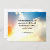 Colossiaans, 3:17, Christelijke Bijbelscripts Briefkaart (Voorkant / Achterkant)