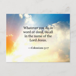 Colossiaans, 3:17, Christelijke Bijbelscripts Briefkaart