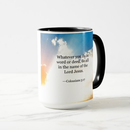 Colossiaans, 3:17, Christelijke Bijbelscripts Mok (Voorkant rechts)