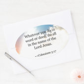 Colossiaans, 3:17, Christelijke Bijbelscripts Ovale Sticker (Envelop)