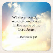 Colossian 3:17, Christelijke Bijbel Schriftuur, Kartonnen Onderzetters (Voorkant)