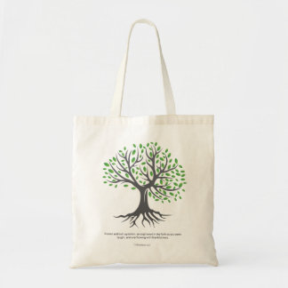 Colossians 2:7 - Opgerold en opgebouwd Tote Bag