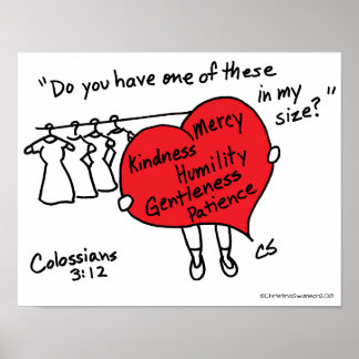 Colossians 3:12 Rood Poster van het hart