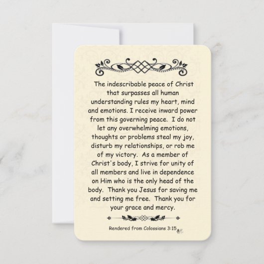 Colossians 3:15 de kaart van de Nota van de Manusc (Voorkant)