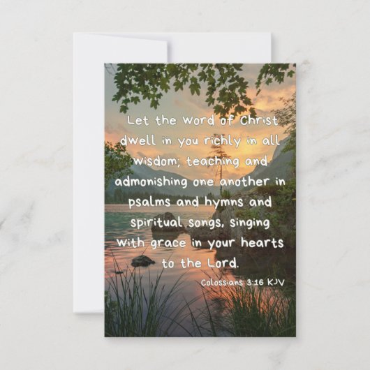 Colossians 3:16 KJV Bijbel Verse Pic Flat Greeting Kaart (Voorkant)