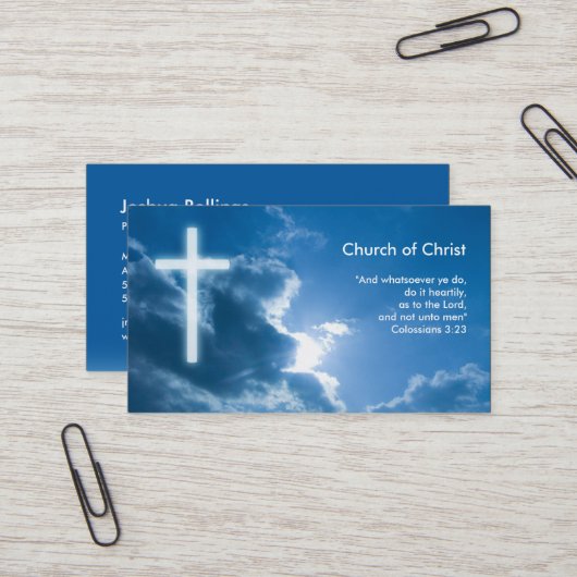 Colossians 3;23 | Blauw Visitekaartje (Voorkant / Achterkant in situ)