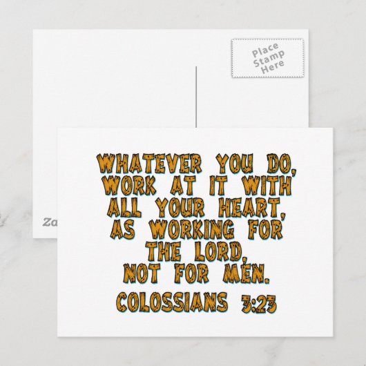 Colossians 3:23 briefkaart (Voorkant / Achterkant)