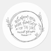 Colossians 3:23 ronde sticker (Voorkant)